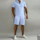 Men's Waffle Knit Polo and Shorts Set, Quarter Zip, Drawstring