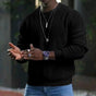 Men's long-sleeve textured crew neck sweater with ribbed trims