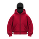 Unisex hooded zip hoodie with integrated face cover and kangaroo pocket