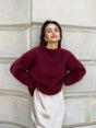 Women's oversized fuzzy knit sweater with crew neck and long sleeves