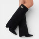 Women's knee-high pointed toe boots with block heels
