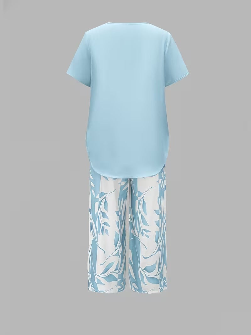 Evangeline - Leaf Print Two-Piece Set