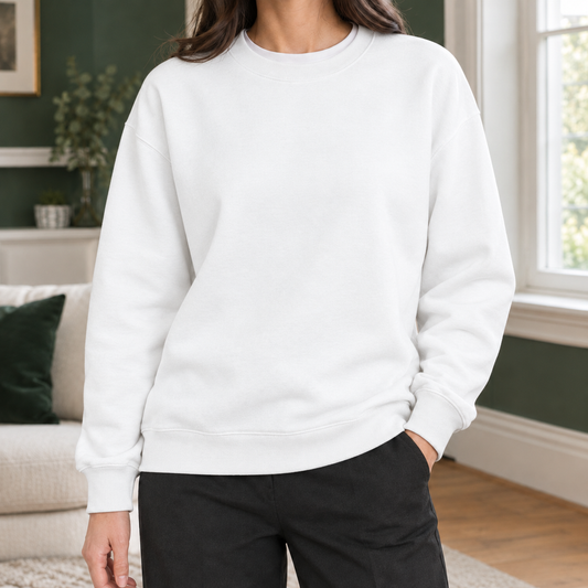 Sweat-shirt décontracté à col rond femme, manches longues