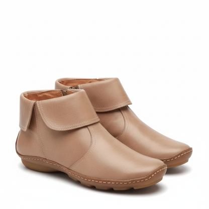 Women's ankle boots with foldover collar and side zipper