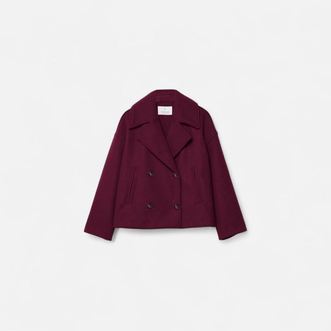 Women's cropped double breasted blazer with notched lapels