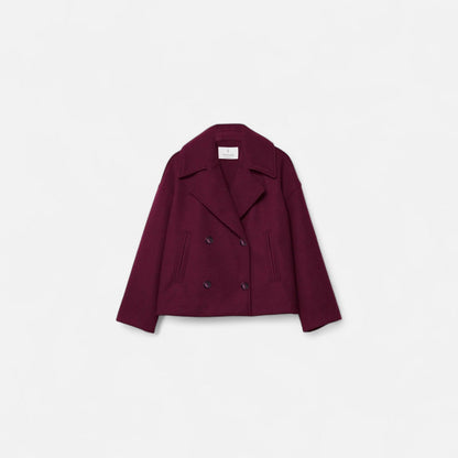 Women's cropped double breasted blazer with notched lapels