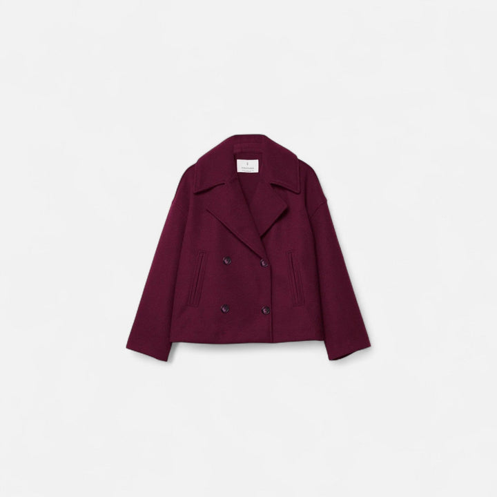 Women's cropped double breasted blazer with notched lapels