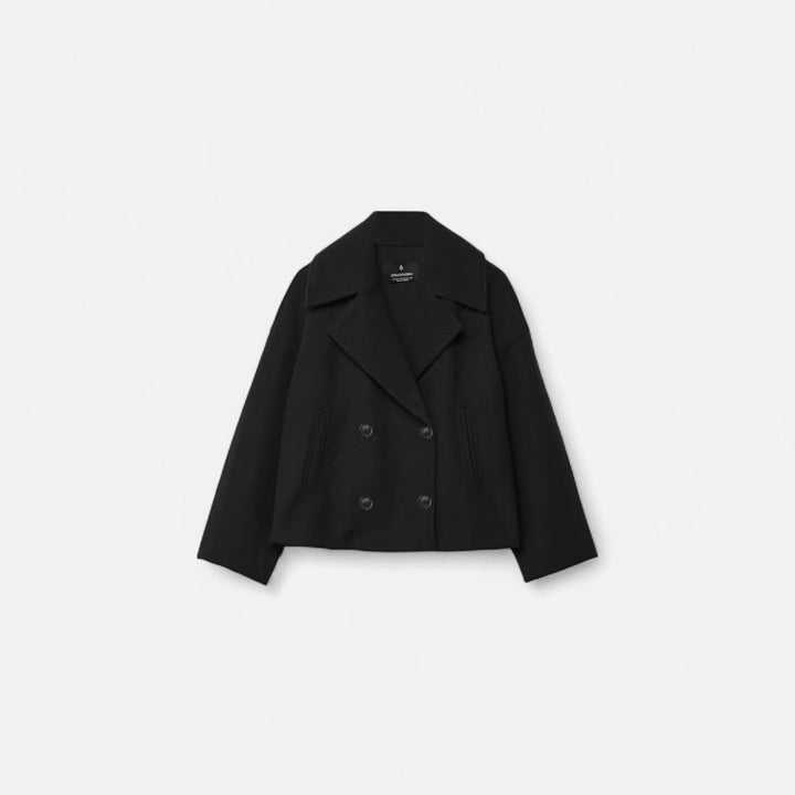 Women's cropped double breasted blazer with notched lapels