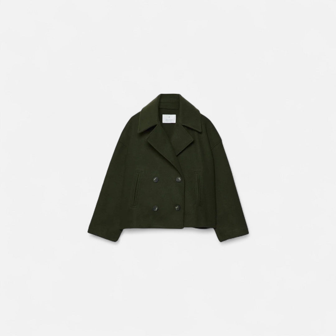 Women's cropped double breasted blazer with notched lapels
