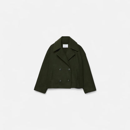 Women's cropped double breasted blazer with notched lapels