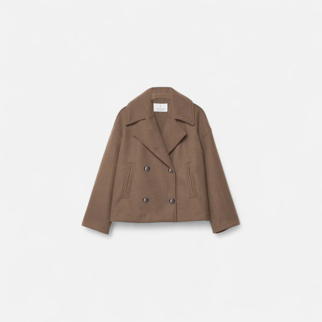 Women's cropped double breasted blazer with notched lapels