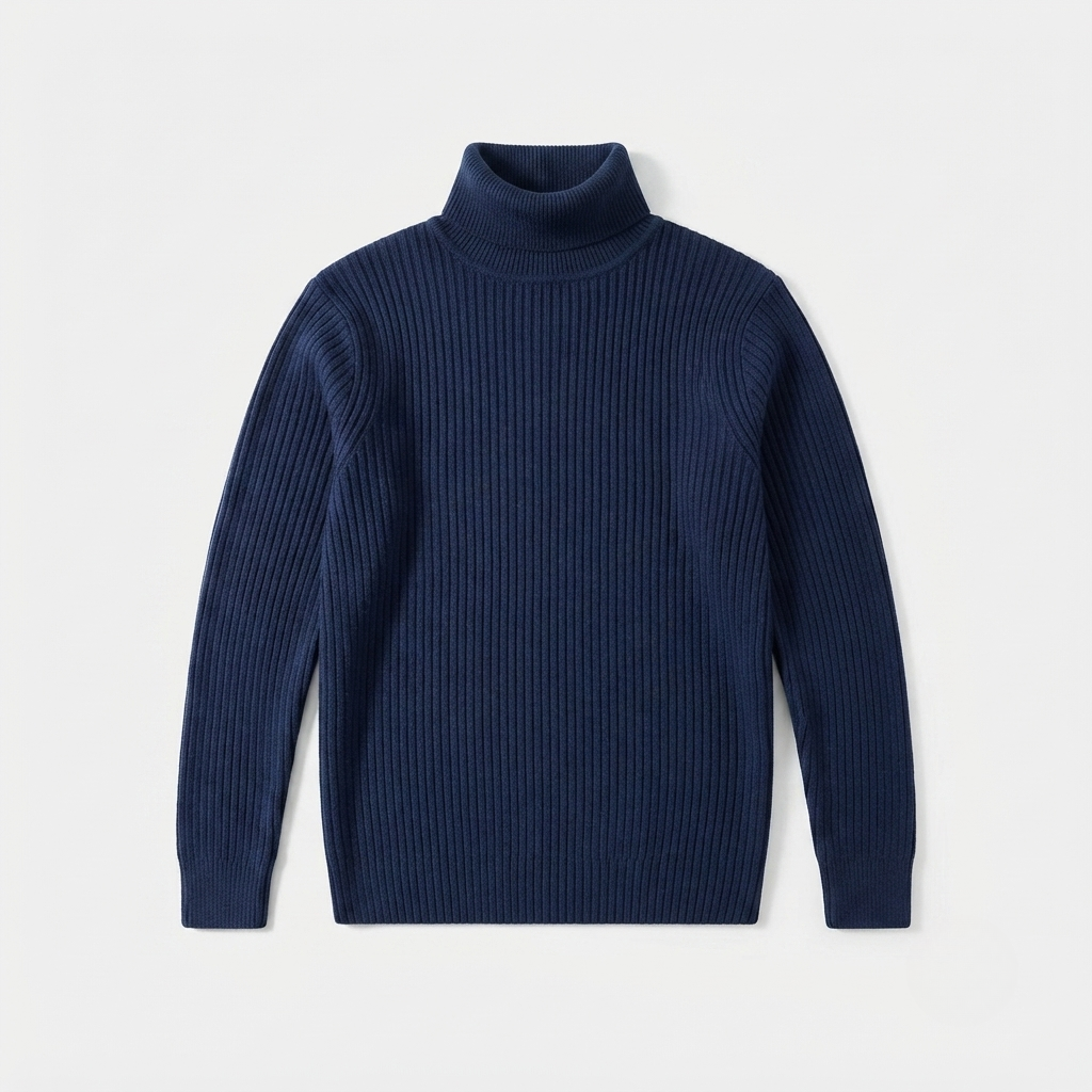 Men's ribbed turtleneck sweater with long sleeves
