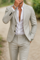 Men's tailored two-piece suit, single-breasted blazer with notch lapels and flat-front trousers
