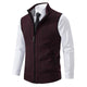 Men's textured sleeveless vest with mock neck, zip front and angled pockets