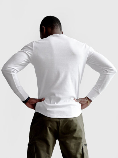Men's long-sleeve ribbed henley sweater with button placket
