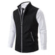 Men's textured sleeveless vest with mock neck, zip front and angled pockets