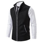 Men's textured sleeveless vest with mock neck, zip front and angled pockets