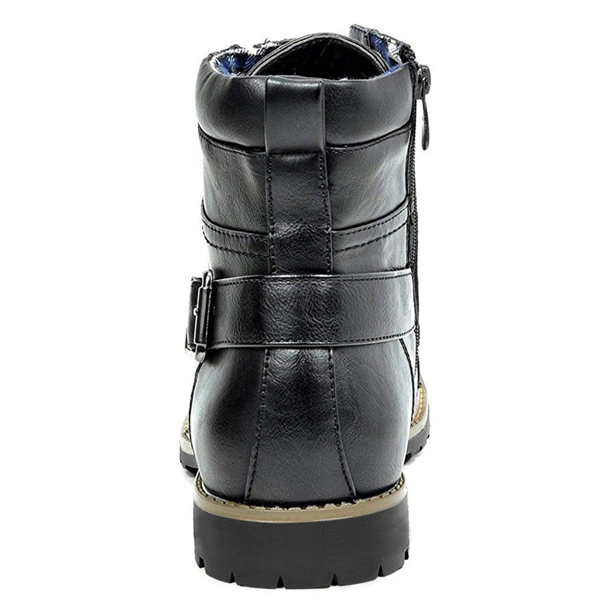 Men's biker ankle boot with laces, side zip and buckle strap