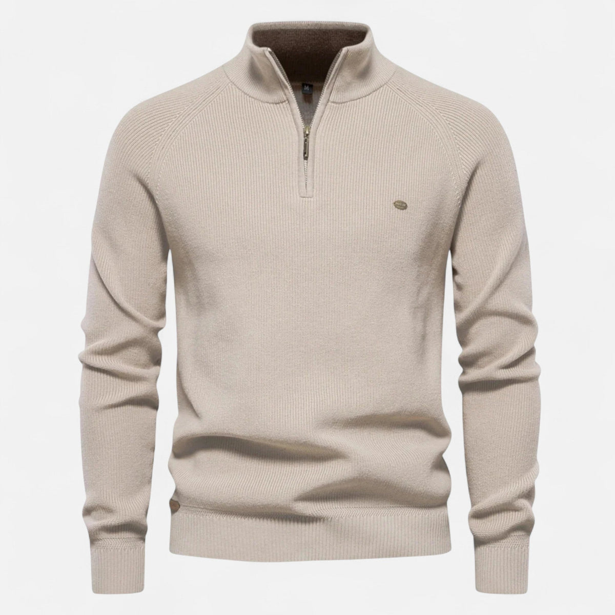 Men's high-neck half-zip sweater with long sleeves
