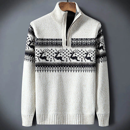 Men's Fair Isle patterned half-zip sweater