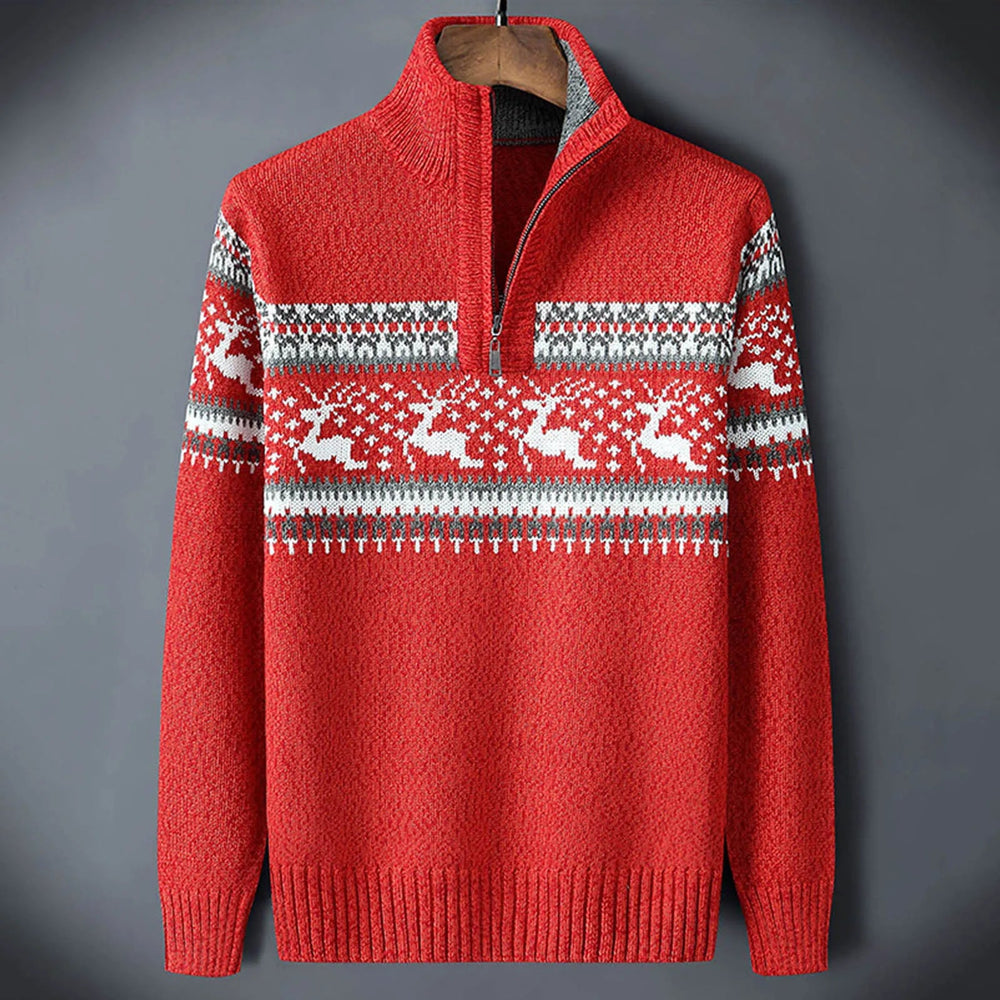 Men's Fair Isle patterned half-zip sweater