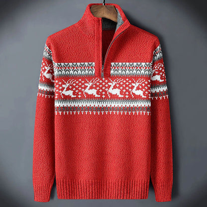 Men's Fair Isle patterned half-zip sweater