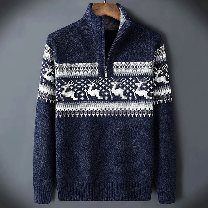 Men's Fair Isle patterned half-zip sweater