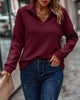Women's textured quarter-zip sweater with stand collar and long sleeves