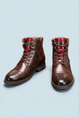 Men's brown lace-up ankle boots with round toes and low heels