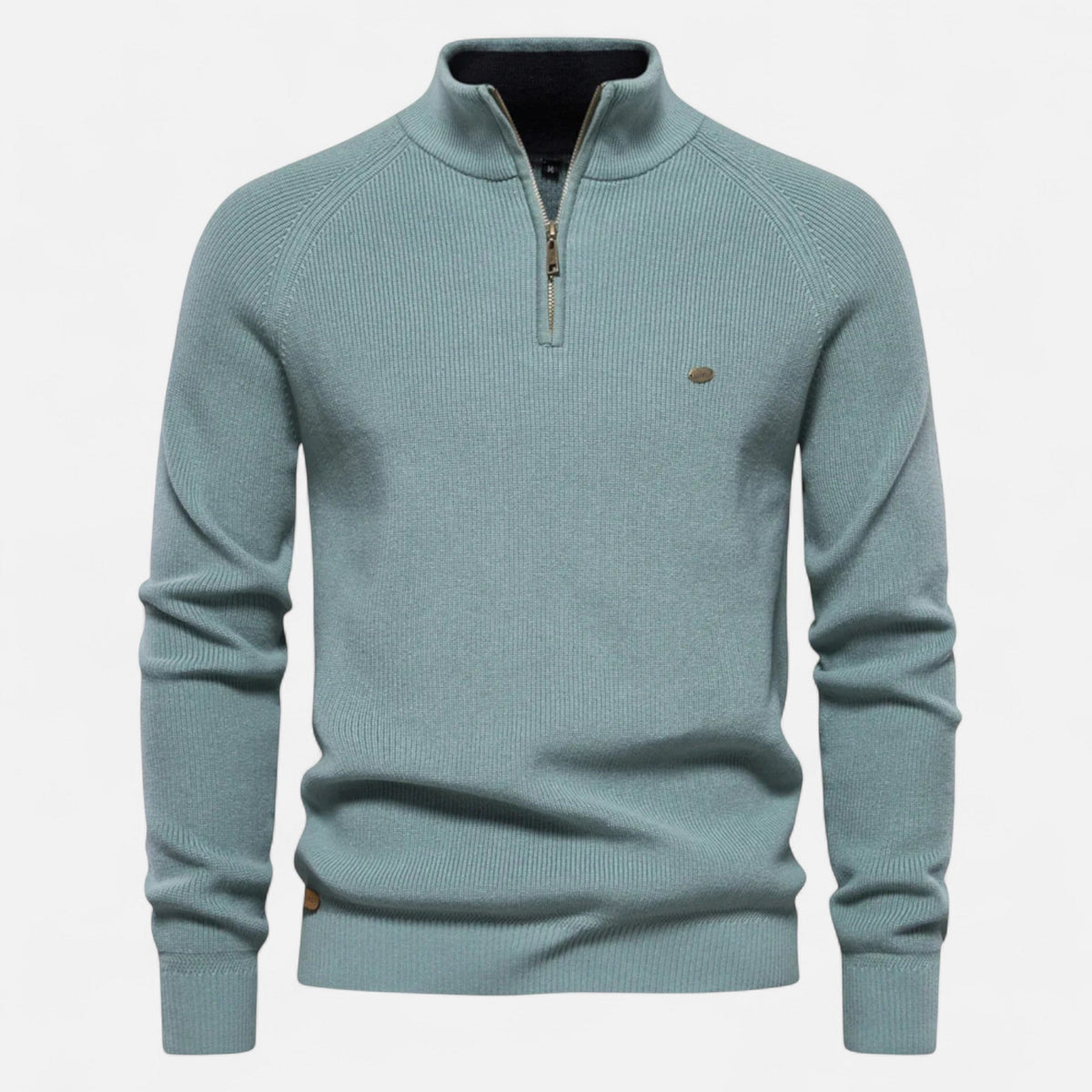 Men's high-neck half-zip sweater with long sleeves
