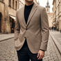Men's slim textured blazer with notched lapels and two-button front
