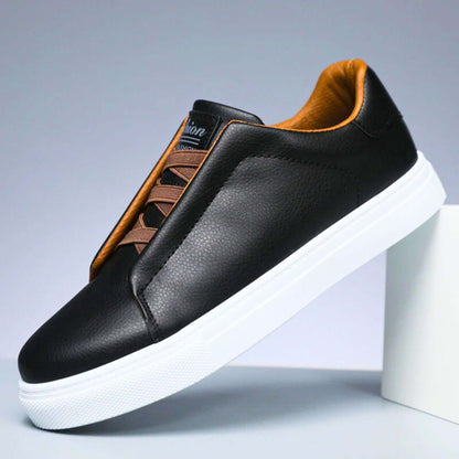 Low-top lace-up sneaker with panelled upper and contrast rubber sole
