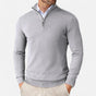Men's slim-fit quarter-zip sweater with mock neck and long sleeves