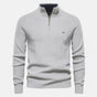 Men's half-zip sweater with raised collar and ribbed trims