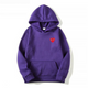 Women's hooded sweatshirt with small heart chest motif and kangaroo pocket