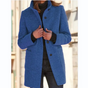 Women's high collar button front coat with long sleeves and two pockets