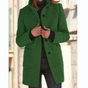 Women's high collar button front coat with long sleeves and two pockets