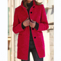 Women's high collar button front coat with long sleeves and two pockets