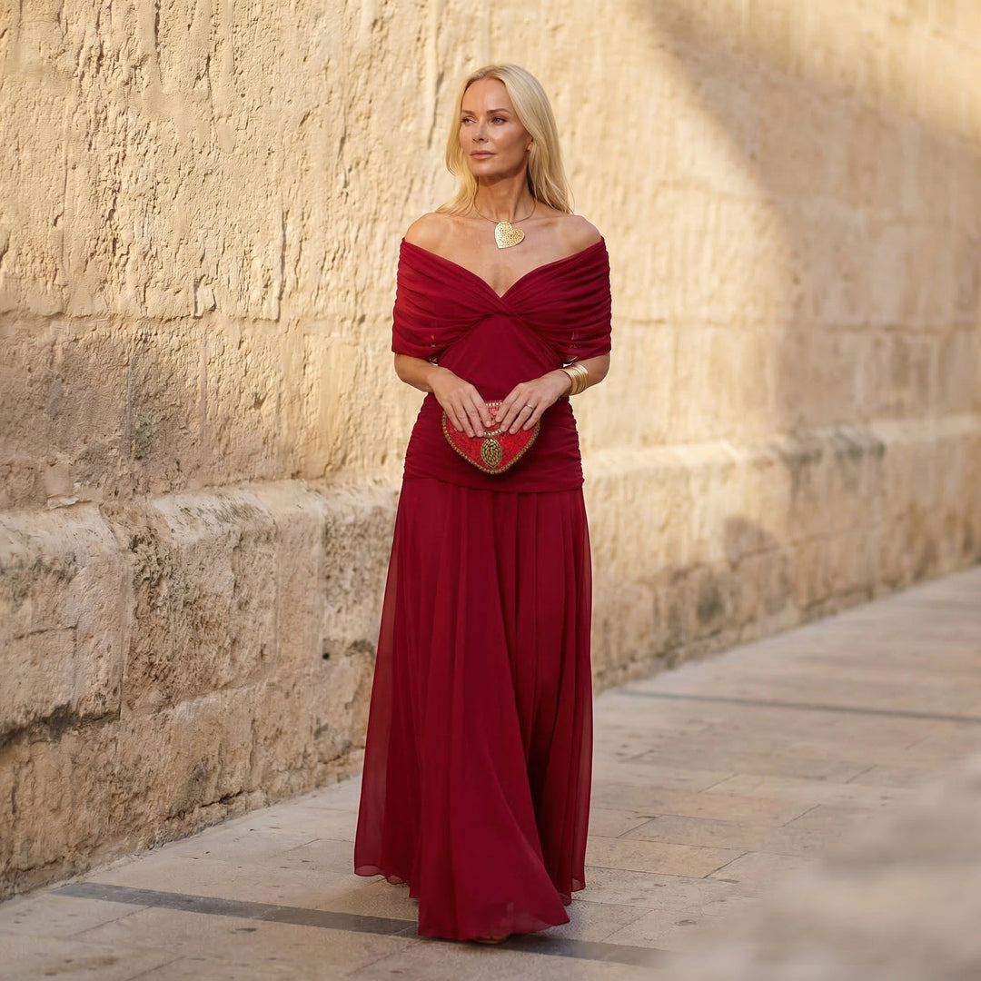 Lotte - Elegant Red Formal Dress