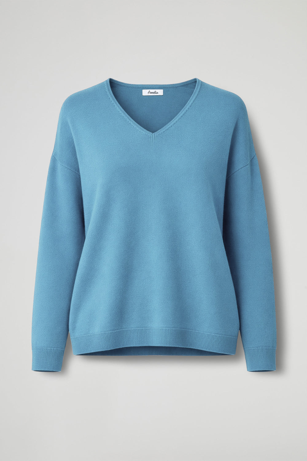 Women's V-neck pullover sweater with ribbed trim