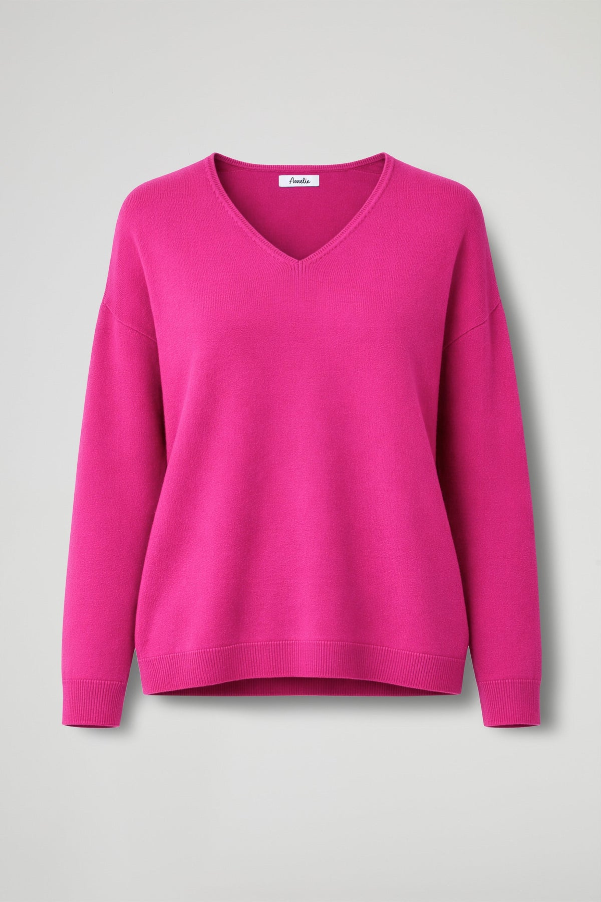 Women's V-neck pullover sweater with ribbed trim