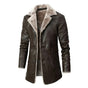 Men's structured lined coat with notched lapels and button front