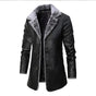 Men's structured lined coat with notched lapels and button front
