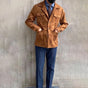 Men's multi-pocket hunting jacket with lapel collar and button front