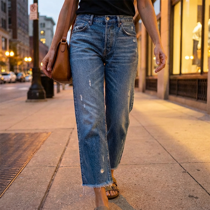 Marisela Retro Cropped Straight Jeans