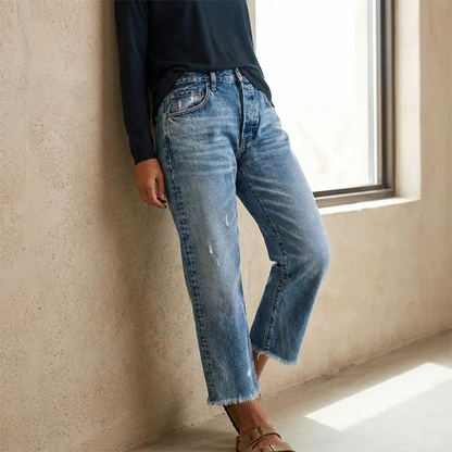 Marisela Retro Cropped Straight Jeans