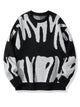 Men's abstract pattern knit sweater with crew neck and long sleeves