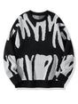 Men's abstract pattern knit sweater with crew neck and long sleeves