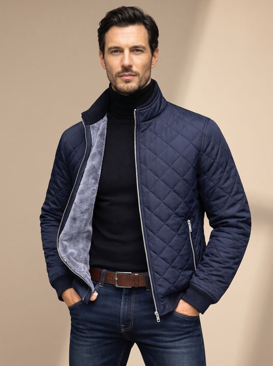 Veste matelassée homme à col montant, manches longues et zip intégral