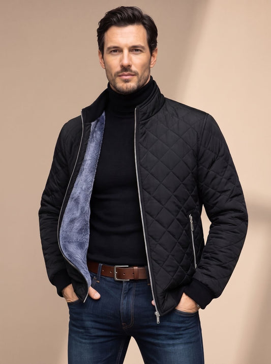 Veste matelassée homme à col montant, manches longues et zip intégral
